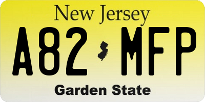 NJ license plate A82MFP