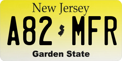 NJ license plate A82MFR