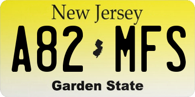 NJ license plate A82MFS