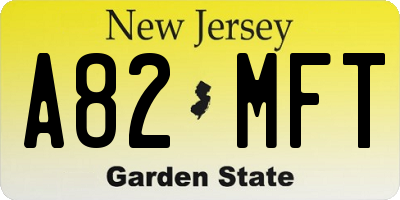 NJ license plate A82MFT