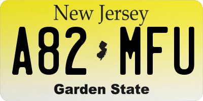 NJ license plate A82MFU