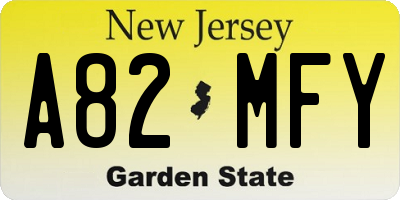 NJ license plate A82MFY