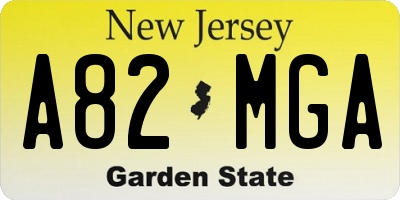 NJ license plate A82MGA
