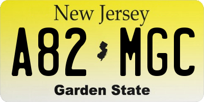 NJ license plate A82MGC