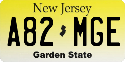 NJ license plate A82MGE