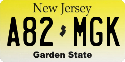 NJ license plate A82MGK