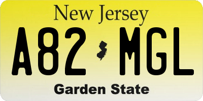 NJ license plate A82MGL