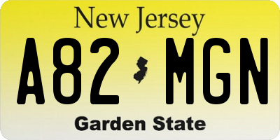 NJ license plate A82MGN