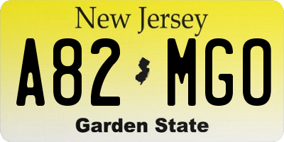NJ license plate A82MGO
