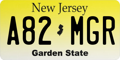 NJ license plate A82MGR