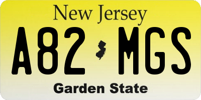 NJ license plate A82MGS