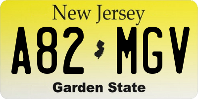 NJ license plate A82MGV