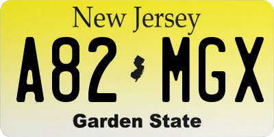 NJ license plate A82MGX