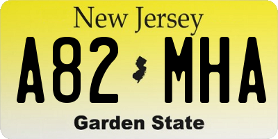 NJ license plate A82MHA