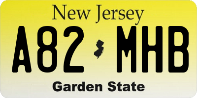 NJ license plate A82MHB