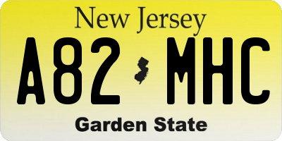 NJ license plate A82MHC