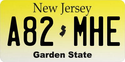 NJ license plate A82MHE