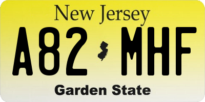 NJ license plate A82MHF