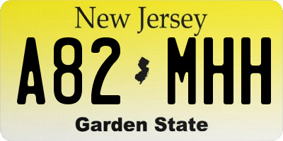 NJ license plate A82MHH