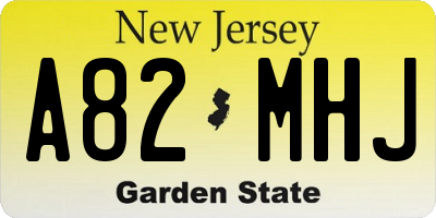 NJ license plate A82MHJ