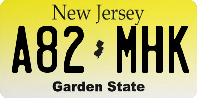 NJ license plate A82MHK