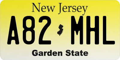 NJ license plate A82MHL