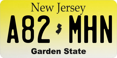 NJ license plate A82MHN