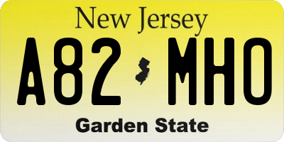 NJ license plate A82MHO