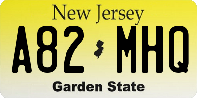 NJ license plate A82MHQ