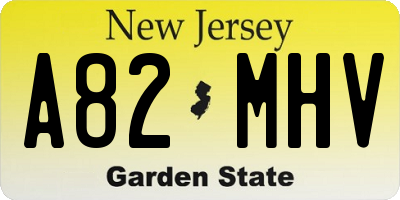 NJ license plate A82MHV