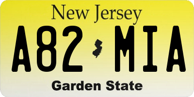 NJ license plate A82MIA
