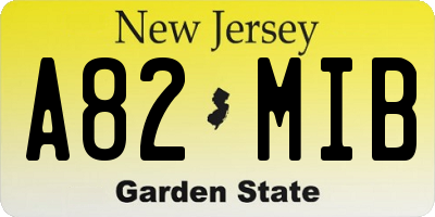 NJ license plate A82MIB