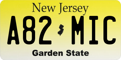 NJ license plate A82MIC