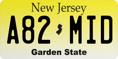 NJ license plate A82MID