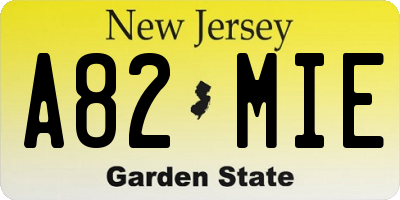 NJ license plate A82MIE