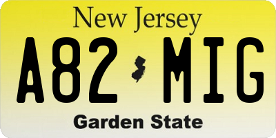 NJ license plate A82MIG