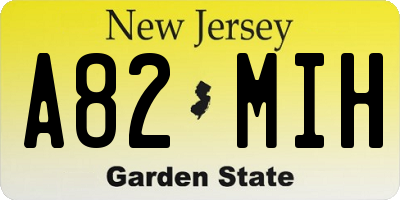 NJ license plate A82MIH