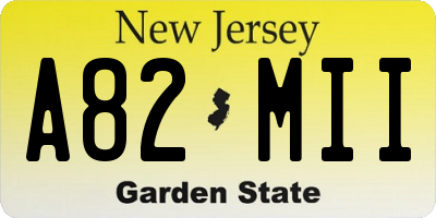 NJ license plate A82MII