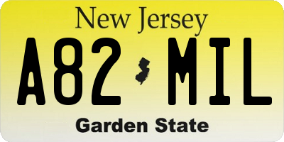 NJ license plate A82MIL