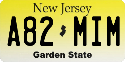 NJ license plate A82MIM