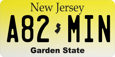 NJ license plate A82MIN