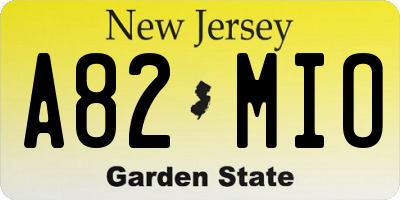 NJ license plate A82MIO