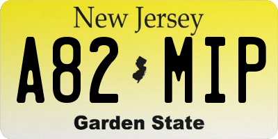 NJ license plate A82MIP