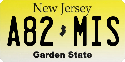 NJ license plate A82MIS