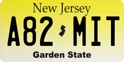 NJ license plate A82MIT