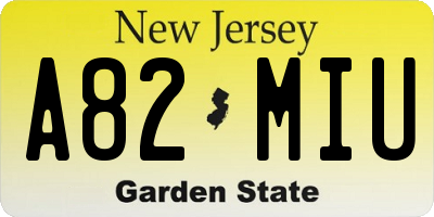 NJ license plate A82MIU