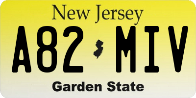 NJ license plate A82MIV