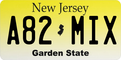 NJ license plate A82MIX