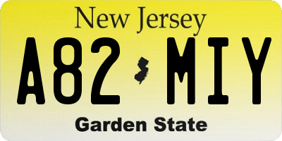 NJ license plate A82MIY