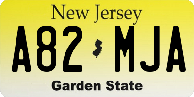 NJ license plate A82MJA